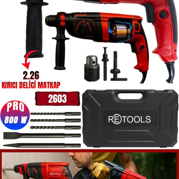 RETOOLS BORDO 800W 2.26 KIRICI DELİCİ MATKAP