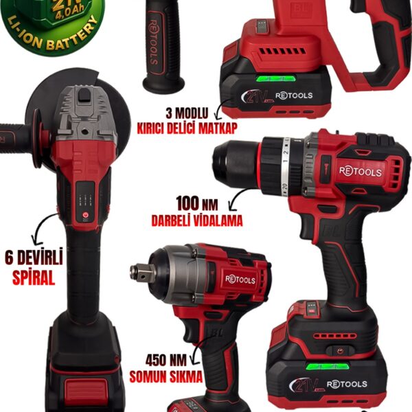 RKL-9165 RETOOLS PROFESYONEL BORDO YENİ SERİ 4'LÜ SET (100 NM VİDALAMA VE 6 DEVİRLİ SPİRAL)